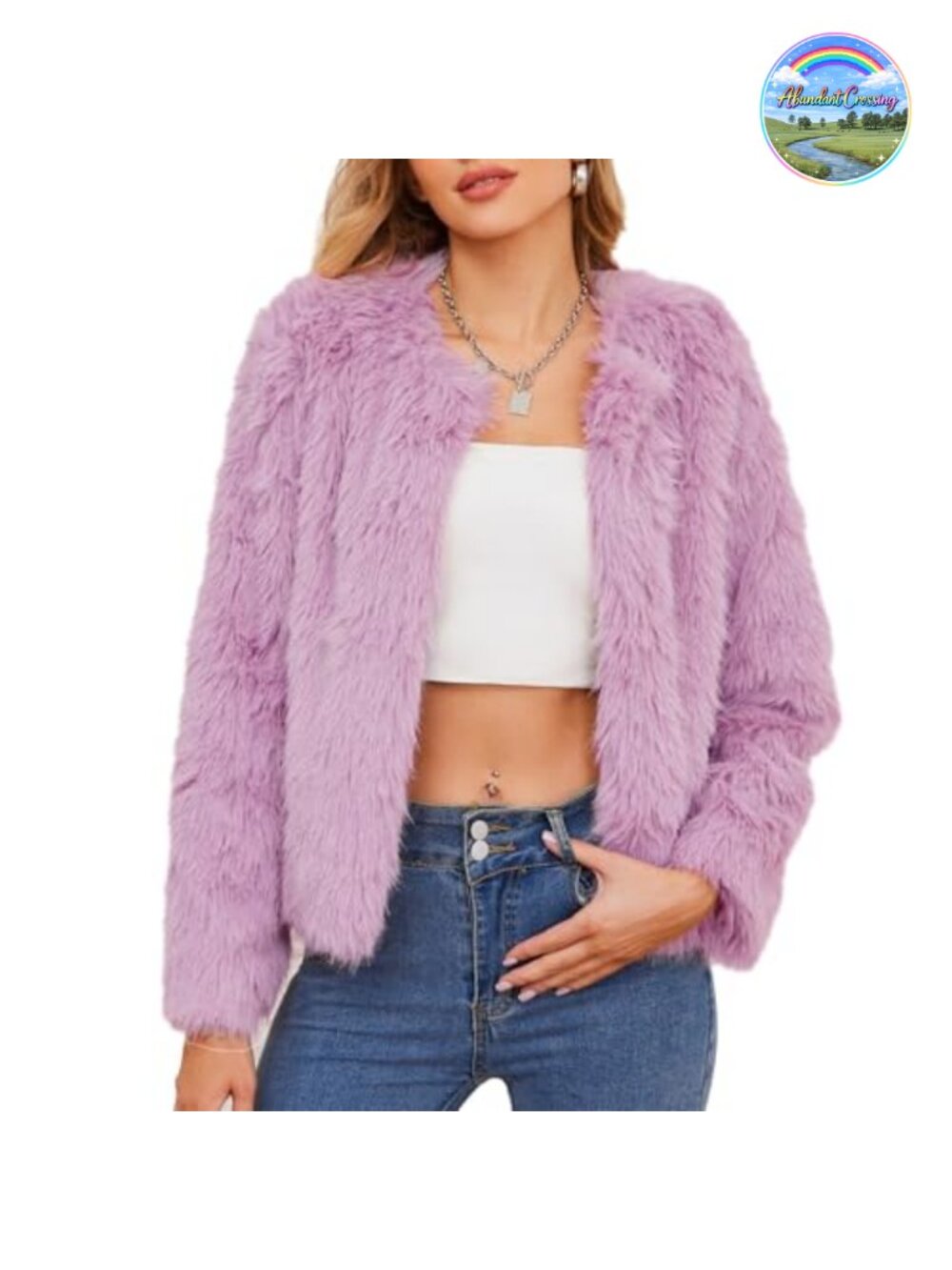 Faux Fur Cropped Coat Womens Fuzzy Jacket